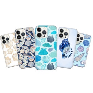 Vintage Seashell Pattern Phone Case, Beachy Tropical Phone Case, iPhone 15 14 13 12 11 Pro Max 8 Plus X, Samsung Galaxy S23 S22 S20 Ultra