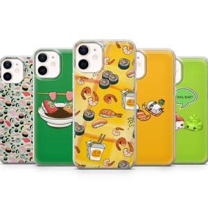 Sushi Lover Phone Case Japanese Food Cover fit for iPhone 14 Pro, 13, 12, 11, XR, 8+, 7 & Samsung S21, A50, A51, A53, Huawei P20, P30 Lite