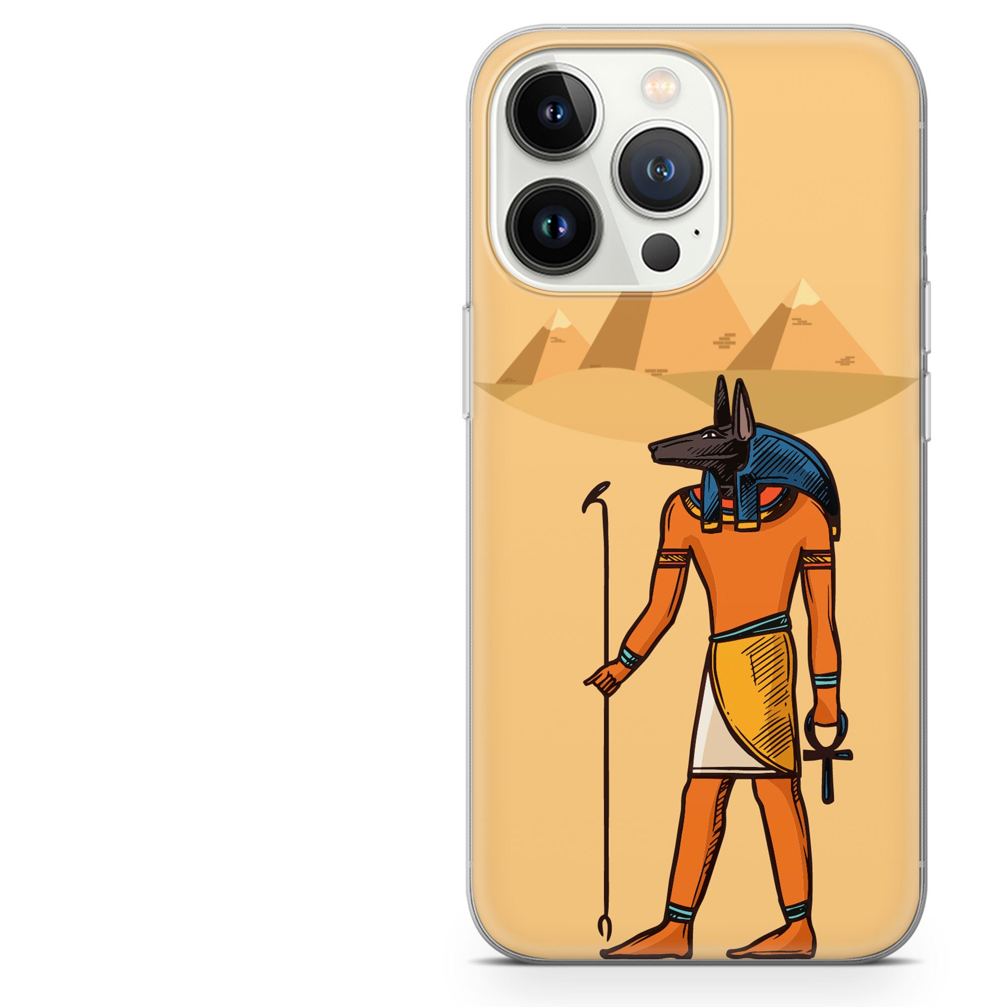 Egyptian Phone Case Yellow Vintage Cover Fit for iPhone 14 Pro, 13, 12