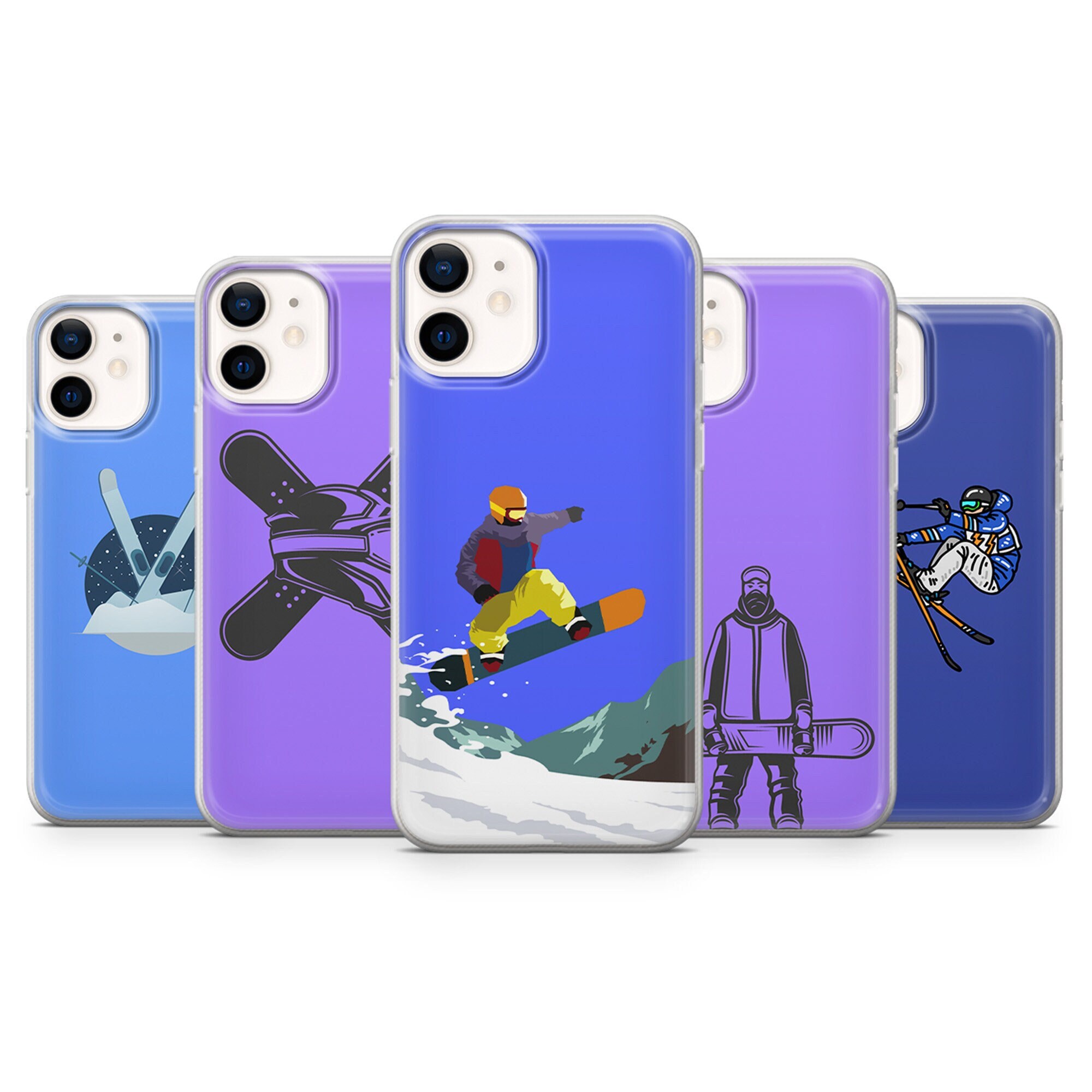 d.スノボとiPhone Winter Phone Case Snowboarding Cover Fit for iPhone 14 Pro, 13, 12