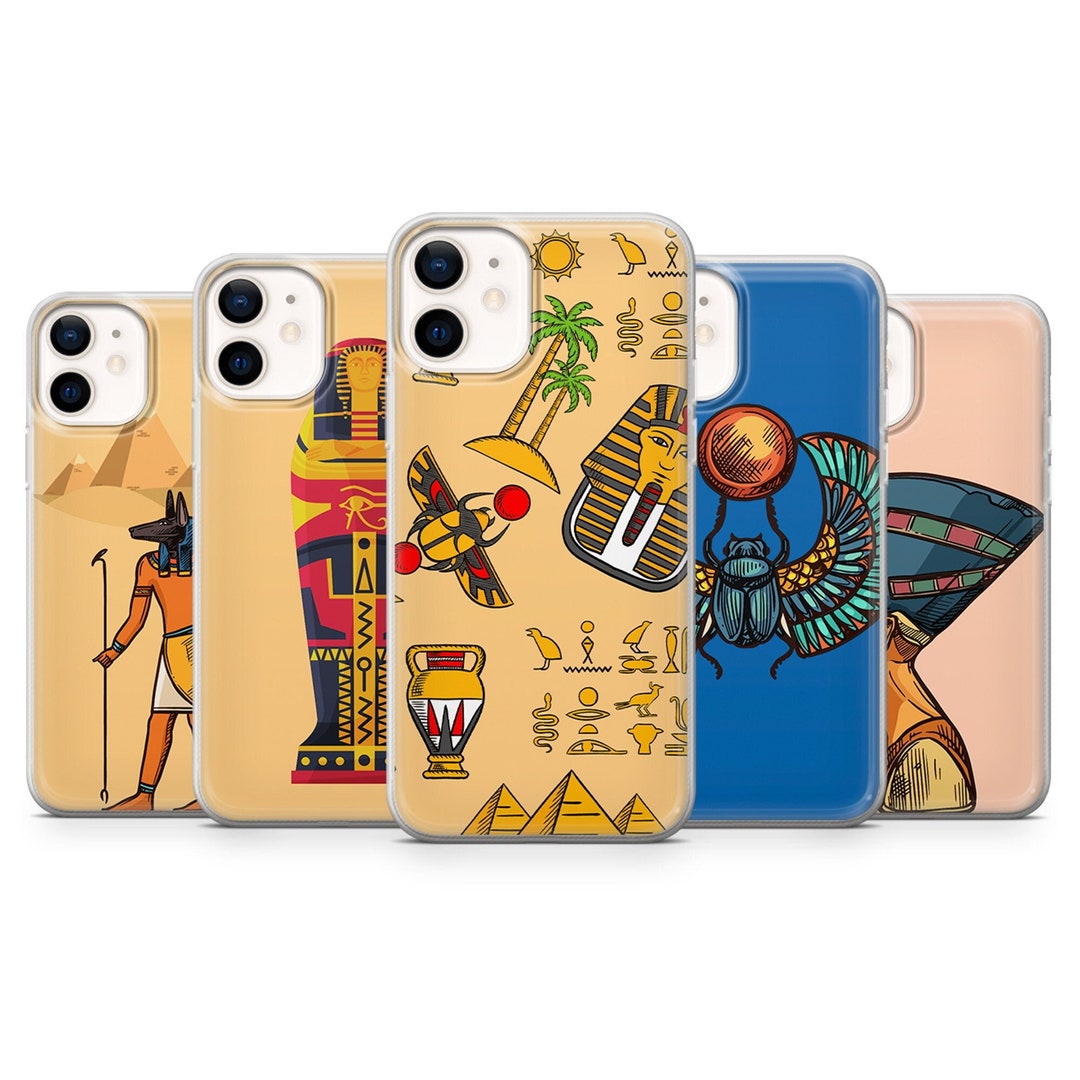 Egyptian Phone Case Yellow Vintage Cover Fit for iPhone 14 Pro, 13, 12