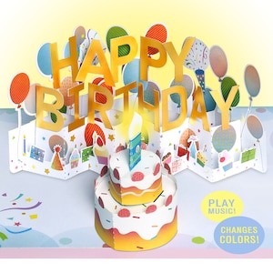 Cartes d'anniversaire musicales avec lumière et musique, bougies soufflées 3D, cartes d'anniversaire pop-up avec bougies soufflées et musique de joyeux anniversaire