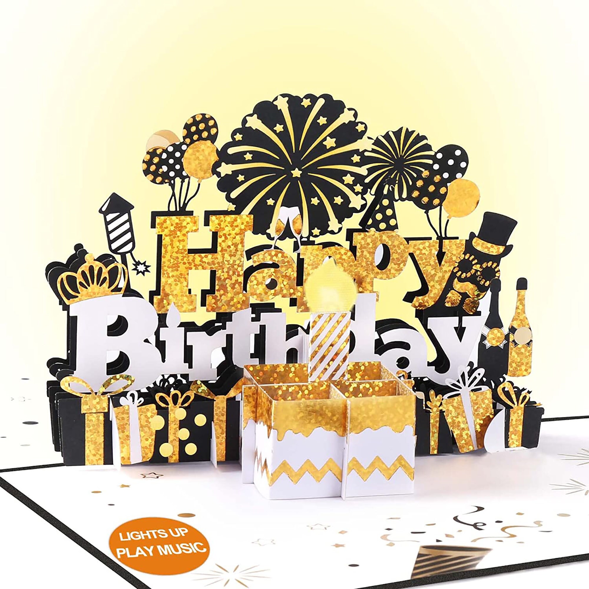 Carte d'anniversaire de musique, carte pop-up de musique pour les enfants d' anniversaire, carte de vœux musicale 3d cadeau de fête d'anniversaire bébé  montré