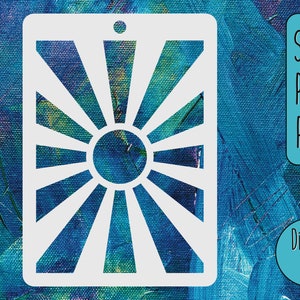 May include: White silhouette of a sun with rays emanating from the center, on a blue and green textured background. The text "SVG PNG PDF" is in a blue rectangle on the right side of the image. The text "Digital File" is in a blue circle below the rectangle.