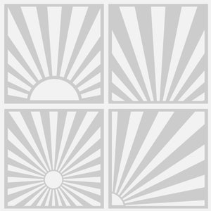 Sun stencil SVG-bundel, sun ray SVG, sun burst zonsopgang stencil, zonsondergang png, sunburst cookie stencil, stencil kaarten maken, Cricut-stencilbestand