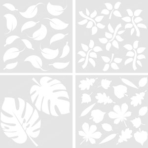 Estêncil DIY SVG com vários designs de fundo de folhas, conjunto de 4