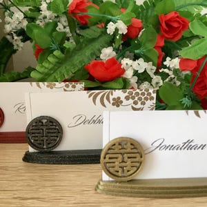 Feng Shui [Fu - Bénédiction, Lu - Prospérité, Shou - Longévité, Xi - Double bonheur] Porte-cartes nominatifs