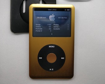 Apple iPod Classic - 7th gen, gold+black (3000mah battery, customised)