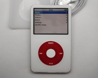 Apple iPod Classic - 5th gen, white+red (3000mah battery, customised)