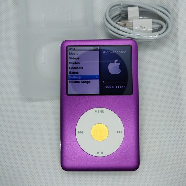 Apple iPod Classic - 6th/7th gen, purple+white+gold (3000mah battery, customised)