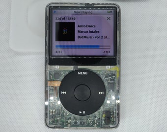 Apple iPod Classic - 5th gen, clear+black (3000mah battery, customised)