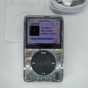 Apple iPod Classic - 5a generazione, trasparente+nero (batteria da 3000 mAh, personalizzata)