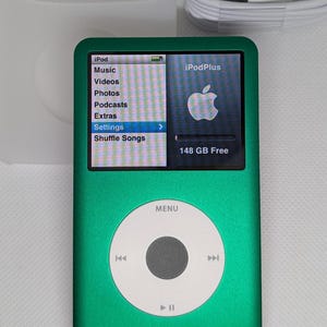 Apple iPod Classic (7.ª/6.ª generación), verde, blanco y gris (batería de 3000 mAh, personalizada)