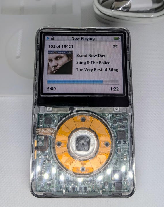 Apple Ipod Classic - 5th Gen, Clear (3000mah Battery, Customised