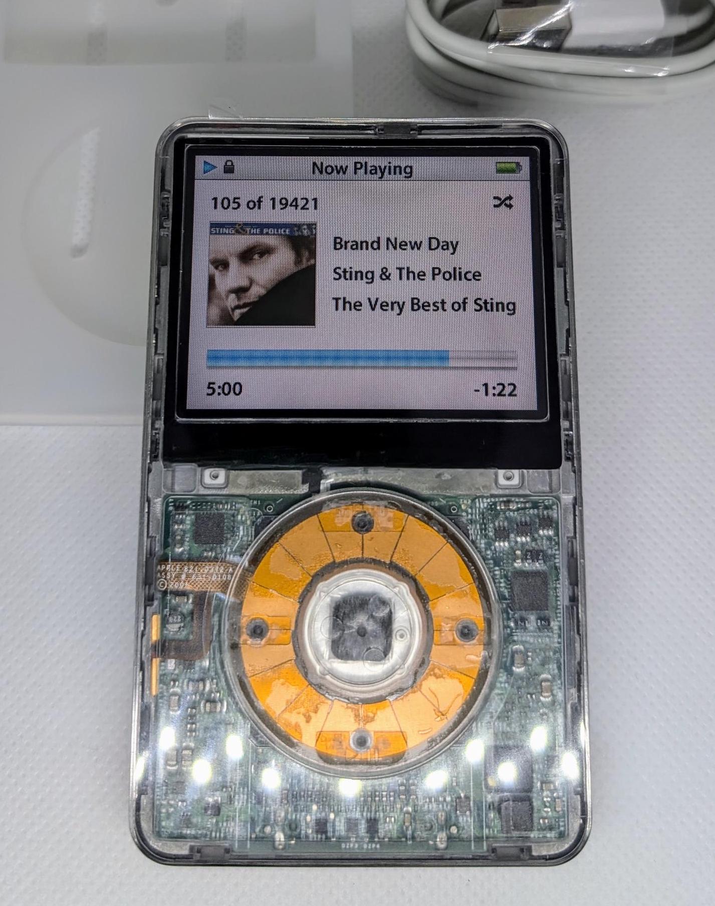 Apple Ipod Classic - 5th Gen, Clear (3000mah Battery, Customised