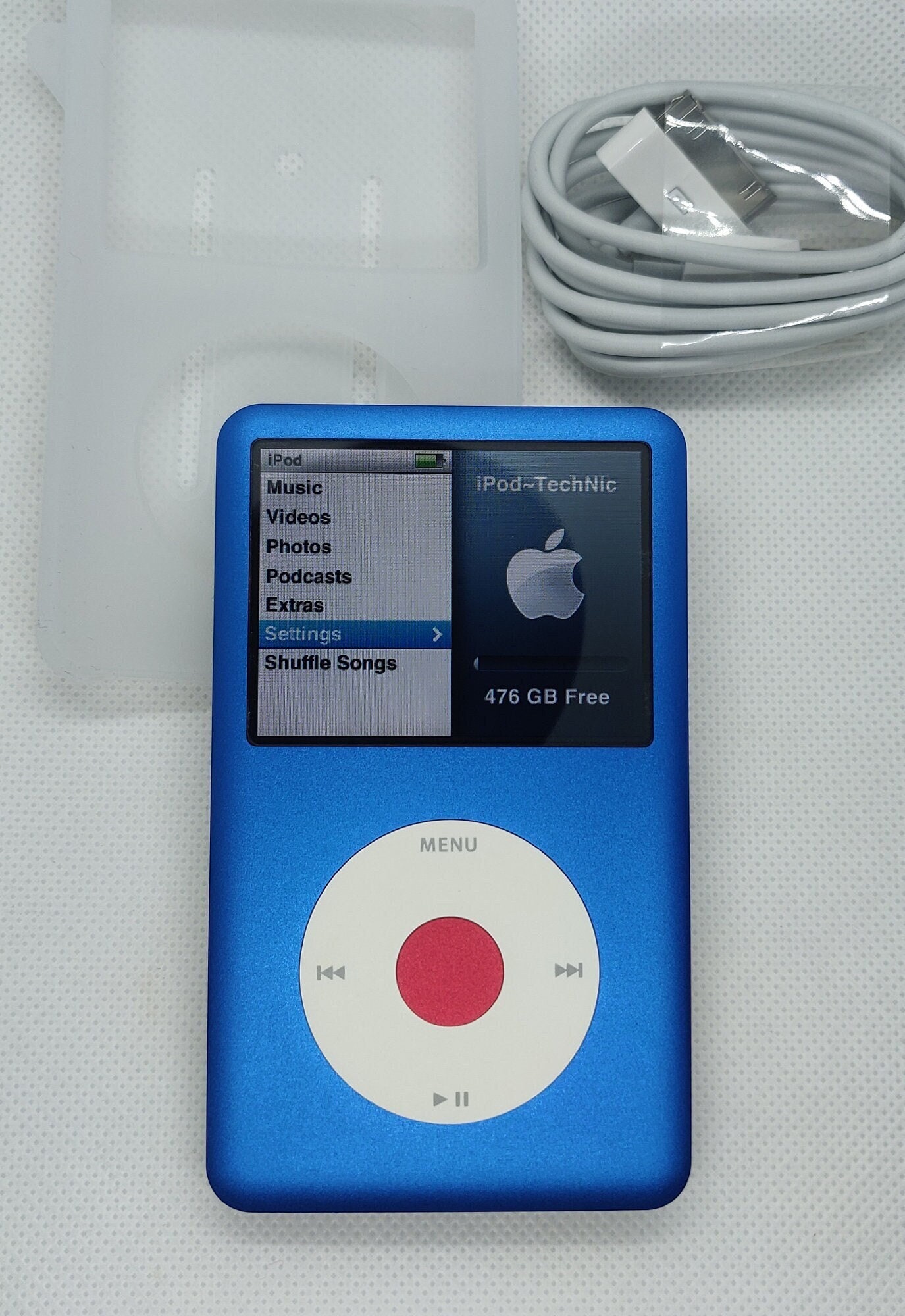 Apple iPod Classic - 第 7/6 世代、青 + 白 + 赤 (3000 mAh