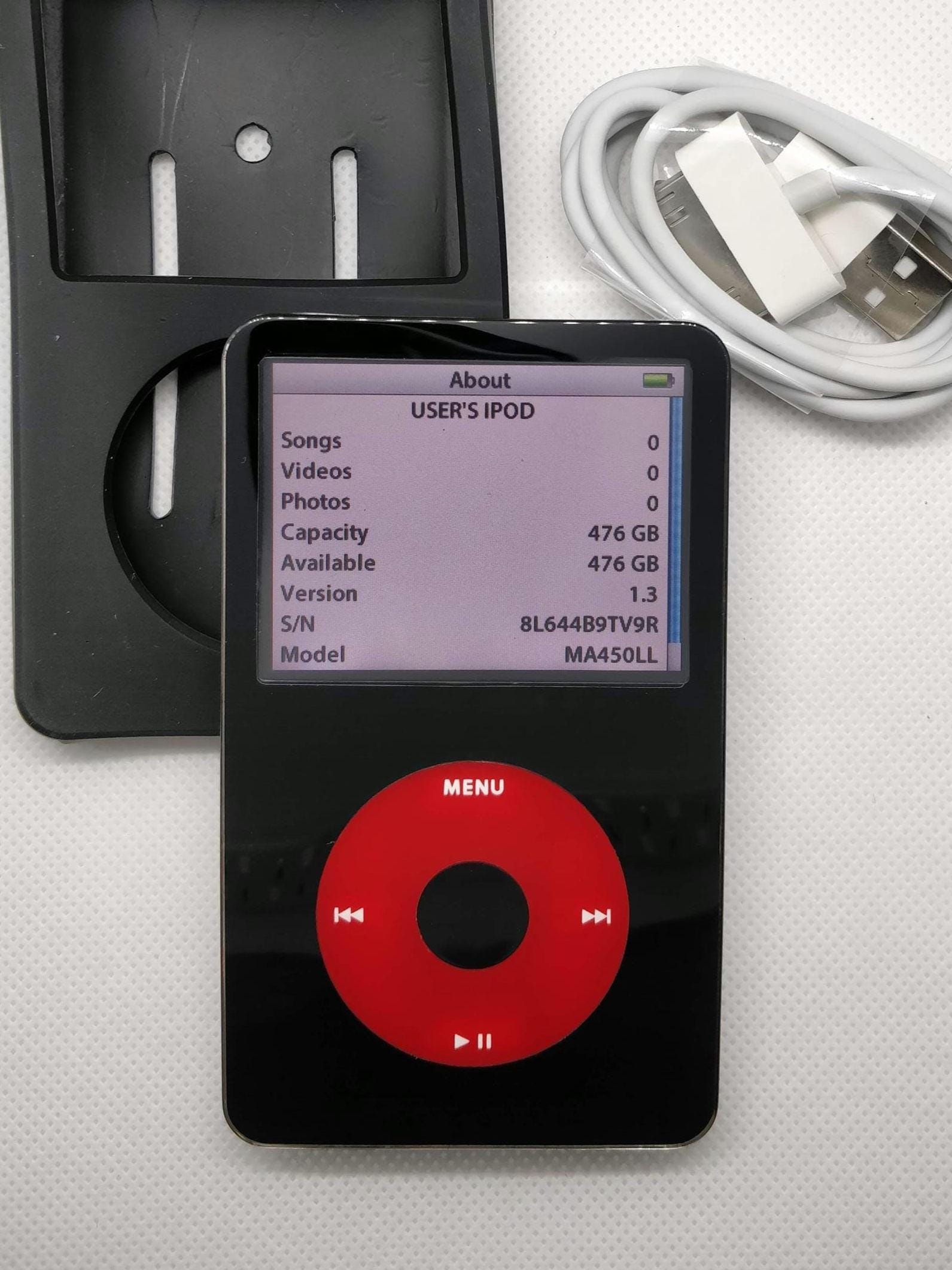 Apple Ipod Classic - 5th Gen, Black+red (3000mah Battery