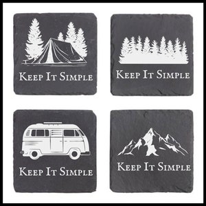 Minimalist coaster set, keep it simple slate coasters