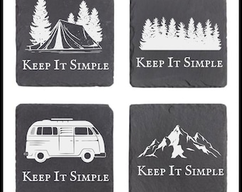 Minimalist coaster set, keep it simple slate coasters