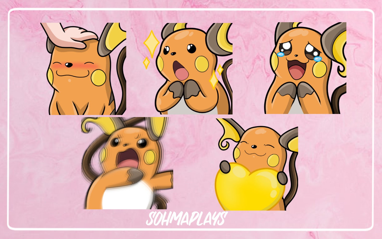 Set of 5 Raichu Emotes Twitch Discord Cute Etsy