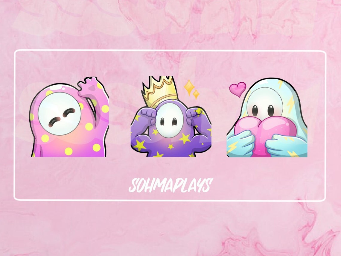 Set of 3 Fall Guys Emotes Twitch Discord Cute Etsy