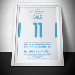 Gareth Bale | Real Madrid v Liverpool Goal Print | Goal Poster | Real Madrid | Gareth Bale Goal | Champions League | Gift Idea