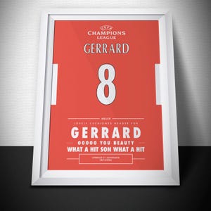 Steven Gerrard Liverpool Goal Poster: Champions League Print (A4 Digital Download)