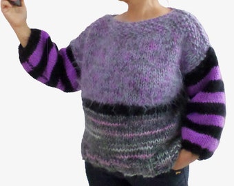 Mohair Gray Sweater, Multicolor Unisex Sweater