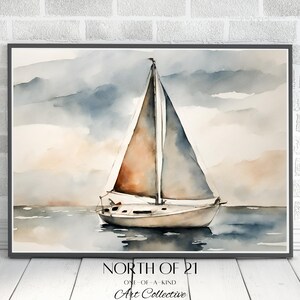 PRINTABLE Sailboat Painting, Lake House Wall Art, Digital Download, Nautical Art, Print, Wall Decor, Sailing Watercolor Print, Home Decor image 6