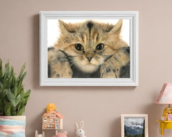 Watercolor Cat Digital Print, Original Artist Painting, Digital Download, Instant Download, Farmhouse Decor, Nursery Print, Cat Lovers