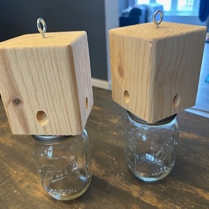 SET of 2 Carpenter Bee Trap Boring Handmade from Soft Pine Termite Bees Red Mason Bee Live Trap