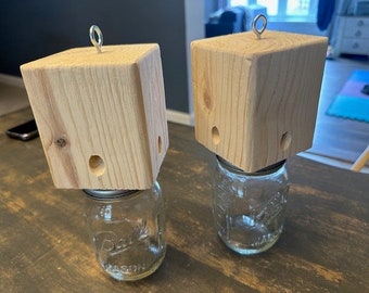 SET of 2 Carpenter Bee Trap Boring Handmade from Soft Pine Termite Bees Red Mason Bee Live Trap