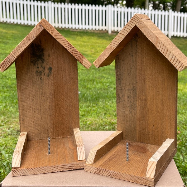 Set of Two DELUXE Squirrel Feeders Corn Cob Handmade CEDAR Weather Resistant Natural Cedar Easy to Fill. Easy to hang (Screws included)