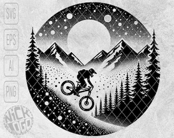 Mountainbike Mtb Downhill Fahrrad Radfahren Sport Abenteuer Wald SVG PNG