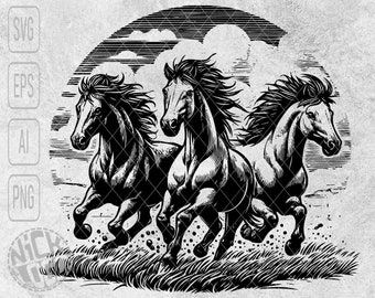 Horses Stud Gallop Canter Wild West Prairie Mustang Colt Range Horse Steed Animal Nature SVG PNG