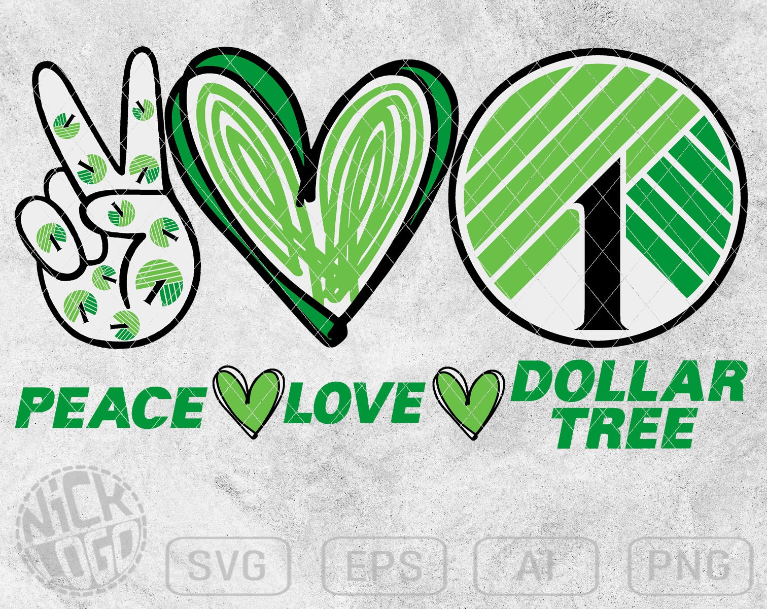 Peace Love Dollar Tree Funny Humorous Motivation Inspiration SVG PNG