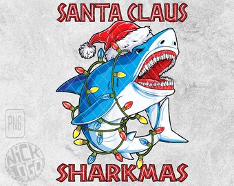 Santa Claus Sharkmas Merry Christmas Lights PNG