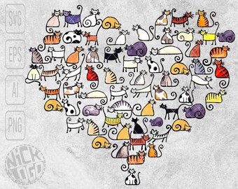 Cat Heart Funny Kitten Paw SVG PNG