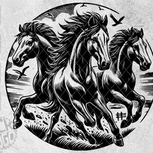 Horses Stud Gallop Canter Wild West Prairie Mustang Colt Range Horse Steed Animal Nature SVG PNG