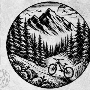 Mountain Bike Mtb Downhill Bicycle Cyclinglife Biking Sports Adventure Outdoor Forest SVG PNG