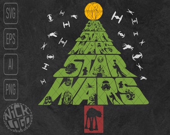 Star Wars Christmas Han Solo Skywalker Leia Darth Vader Obi-Wan Kenobi Yoda Chewbacca R2-D2 C-3PO SVG PNG
