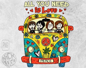 Alles was du brauchst ist Liebe Frieden Cannabis Woodstock 1969 Hippie Blumenherz Freiheit Wohnwagen Unkraut PNG