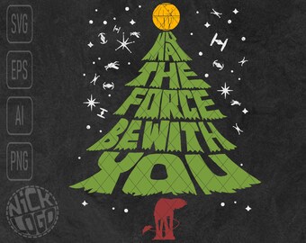 Star Wars Christmas Han Solo Skywalker Leia Darth Vader Obi-Wan Kenobi Yoda Chewbacca R2-D2 C-3PO SVG PNG