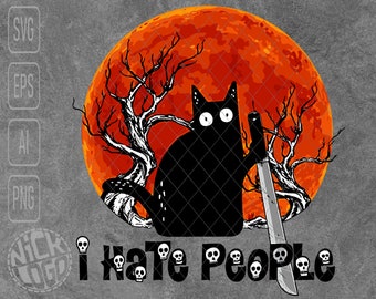 I Hate People Funny Cat Kitten Paw SVG PNG