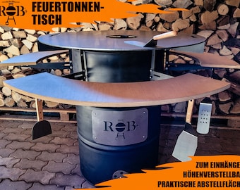 Feuertonnen-Tisch / Tischplatte / Abstelltisch für Feuerplatte / Plancha / Grillplatte Anstecktisch für Feuertonne