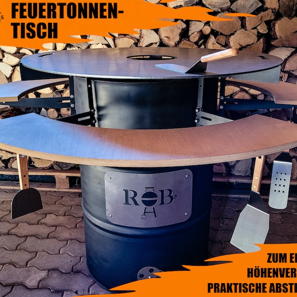 Feuertonnen-Tisch / Tischplatte / Abstelltisch für Feuerplatte / Plancha / Grillplatte Anstecktisch für Feuertonne