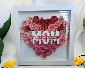 Mother's Day Gift, Mom Shadowbox with Flowers, Customized mom gift, Personalized Mom Flower Shadowbox with Names, Forever Flower Gift Box