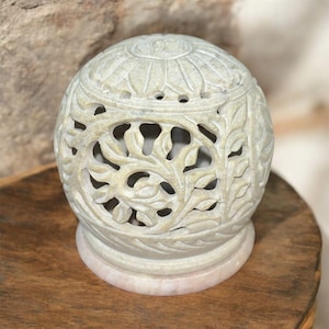 Handcraft Handmade Soapstone Jali (Netted) Round Tea Light Stand - Perfect Handmade Gift for Home and Office Décor - Decorative and Elegant