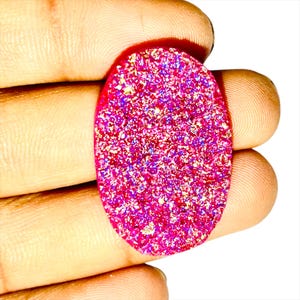 Awesome Titanium Druzy Gemstone, Smooth Pink Color Titanium Druzy Gemstone For Jewelry, Handmade Gemstone, Healing Cabs, Natural Gemstone