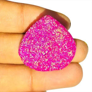 Awesome Titanium Druzy Gemstone, Smooth Pink Color Titanium Druzy Gemstone For Jewelry, Handmade Gemstone, Healing Cabs, Natural Gemstone